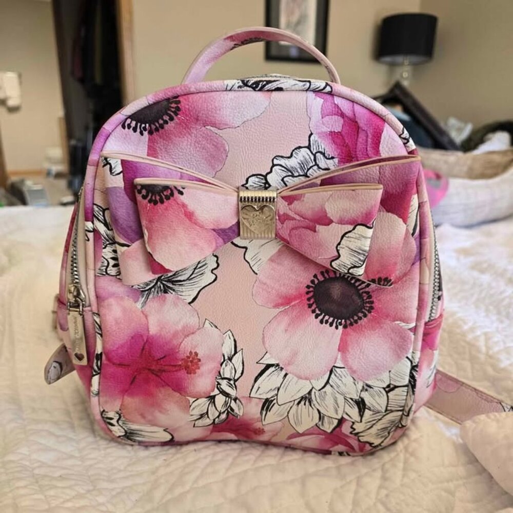 Betsey Johnson Printed Floral & Bow Mini Backpack